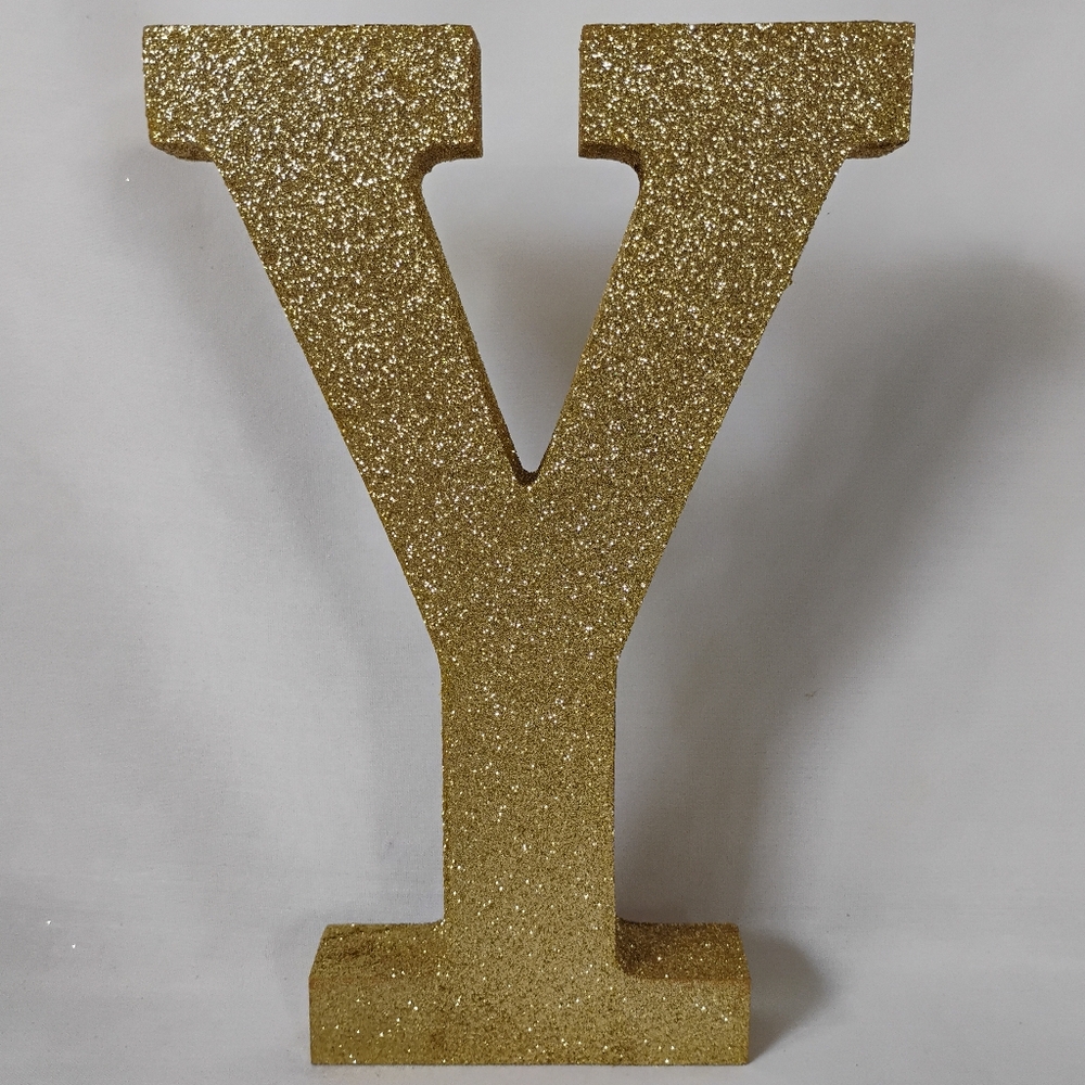 Sparkly Glittery Gold Hangable Letter "Y" Sign Name Initial Flashy Bedroom Decor